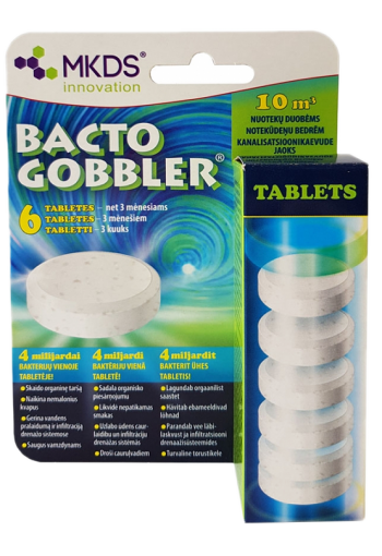 Bacto Gobbler (mikroorganismer för eliminering av obehagliga lukt, rengöring och vård av avlopp)