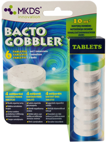 Bacto Gobbler (mikroorganismer för eliminering av obehagliga lukt, rengöring och vård av avlopp)