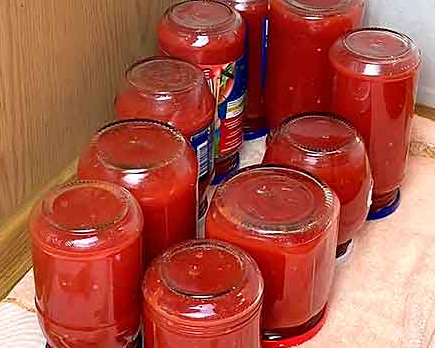 Home tomato sauce, lihtne kodune tomatikaste talveks, простой рецепт томатного соуса на зиму